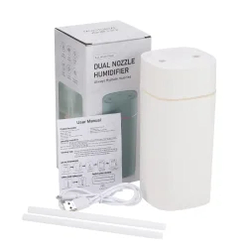 Creative Dual Nozzle Humidifier Desktop Home Bedroom Car Aromatherapy Silent Air Humidification Usb 7 Color Ambient Light