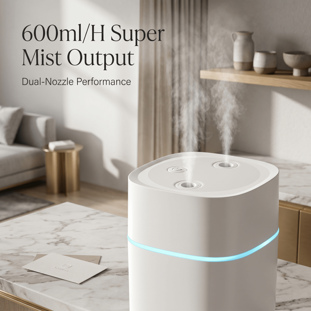 Silent Glow: Ultimate Dual Mist Humidifier & Aroma Diffuser for a Refreshing Atmosphere