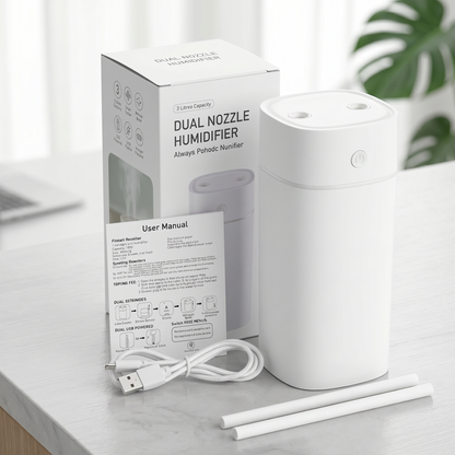 Silent Glow: Ultimate Dual Mist Humidifier & Aroma Diffuser for a Refreshing Atmosphere