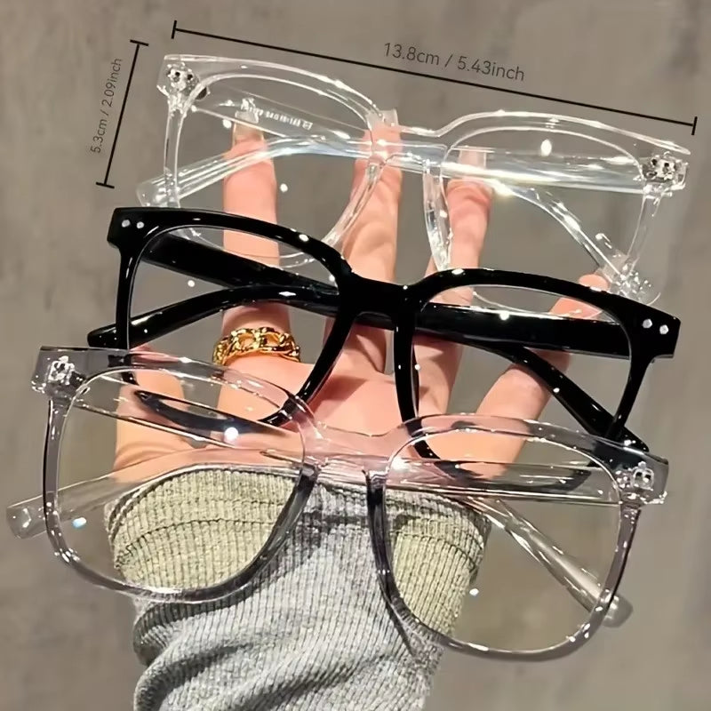 3Pcs Unisex Square Frame Blue Light Blocking Glasses - Stylish Campus Look, Face-Flattering Optical Eyewea