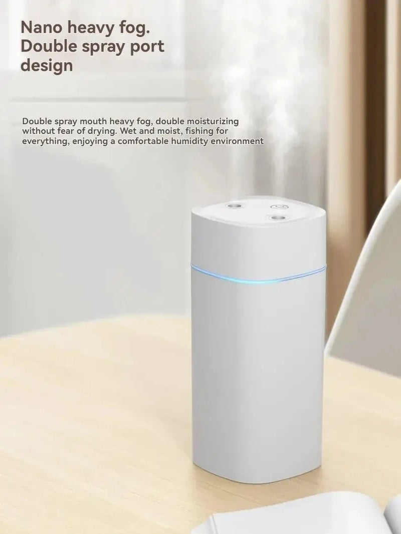 Creative Dual Nozzle Humidifier Desktop Home Bedroom Car Aromatherapy Silent Air Humidification Usb 7 Color Ambient Light