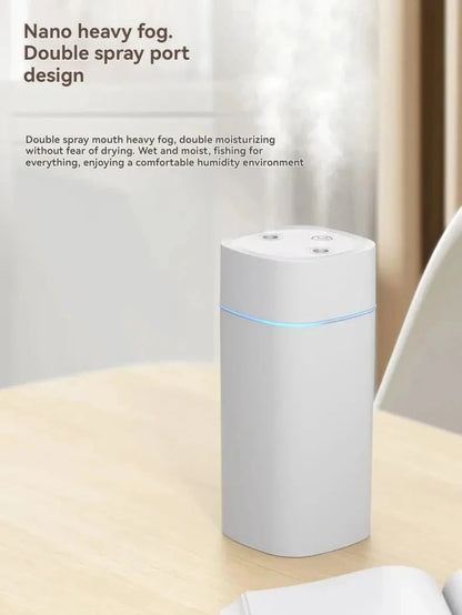 Creative Dual Nozzle Humidifier Desktop Home Bedroom Car Aromatherapy Silent Air Humidification Usb 7 Color Ambient Light