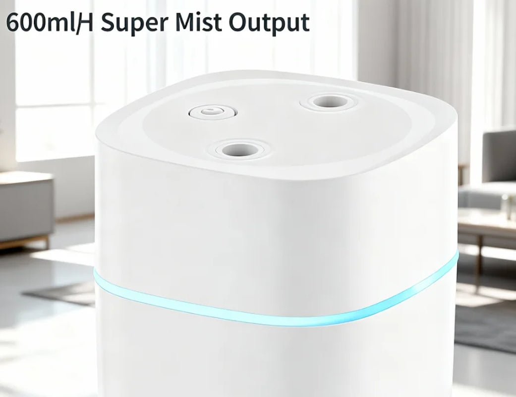Creative Dual Nozzle Humidifier Desktop Home Bedroom Car Aromatherapy Silent Air Humidification Usb 7 Color Ambient Light